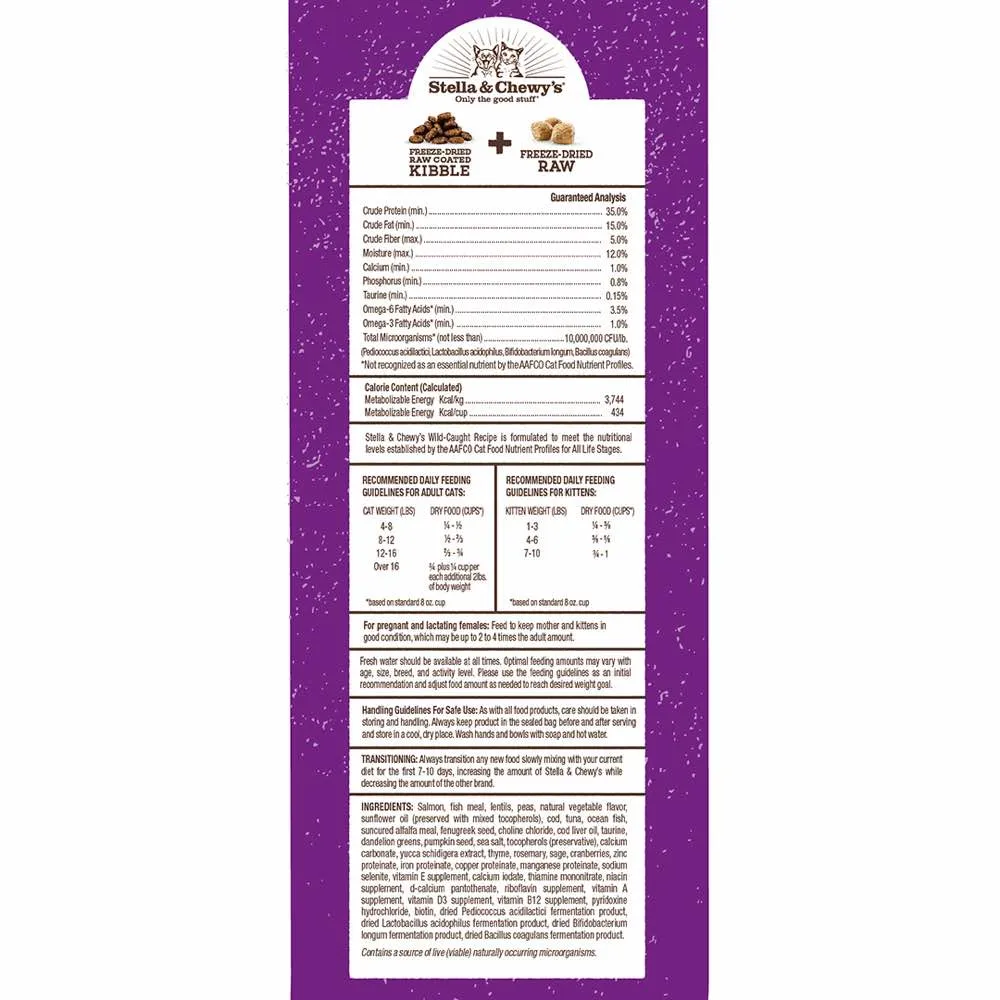 15% OFF: Stella & Chewy's Freeze-Dried Raw Blend Kibble Wild-Caught Fish Grain-Free Dry Cat Food 5lb