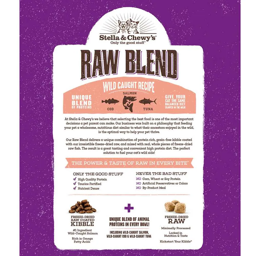 15% OFF: Stella & Chewy's Freeze-Dried Raw Blend Kibble Wild-Caught Fish Grain-Free Dry Cat Food 5lb