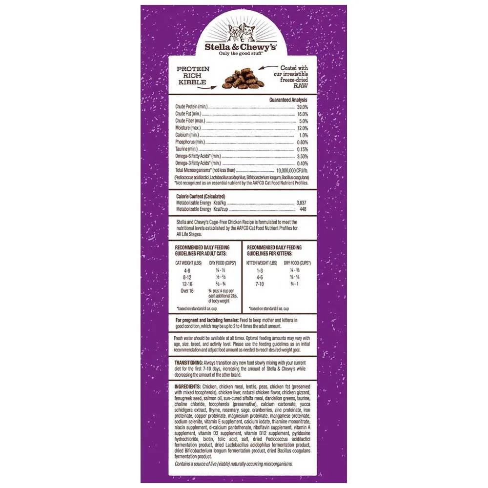15% OFF: Stella & Chewy’s Freeze-Dried Raw Coated Kibble Chicken Grain-Free Dry Cat Food