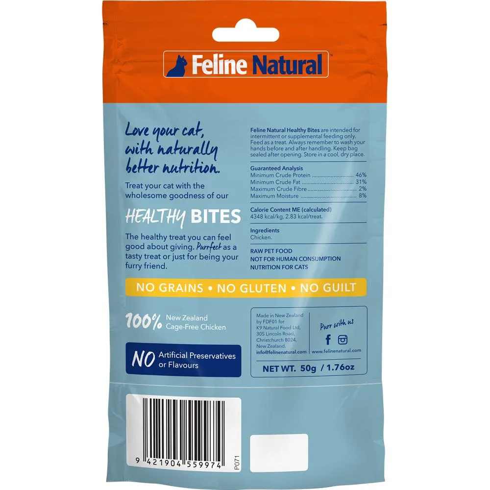 20% OFF: Feline Natural Healthy Bites Chicken Freeze-Dried Cat Treats 50g