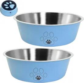 2PCS Stainless Steel Dog Bowls, 27 OZ Non-Slip Puppy Bowls with Suction Cup Silicone Bottom Large Capacity Metal Cat Food and Water Bowls Rubber Base Pet Dish for Small Medium Large Cats Dogs