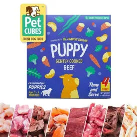 5% OFF [FREE MILK & ICE CREAM FOR 4 CASES] PetCubes Complete Gently Cooked Puppy Beef Frozen Dog Food 2.25kg
