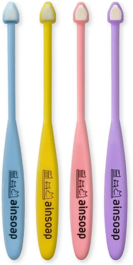 [ainsoap] Triangle Toothbrush, Soft Bristle Pet Toothbrush - 0.08mm Micro-Fine Bristles, Small Dogs and Cats, Gentle Cleaning with Tongue Cleaner (Pink, One Size)