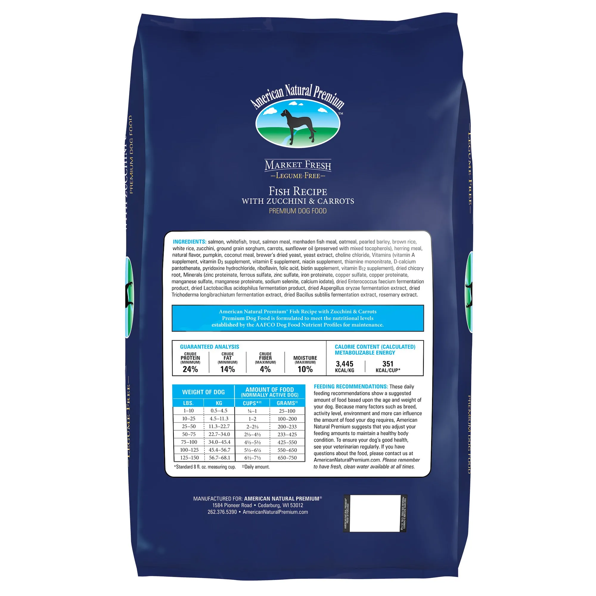 AMERICAN NATURAL PREMIUM Fish Zucchini   Carrots Dog Food- Legume Free