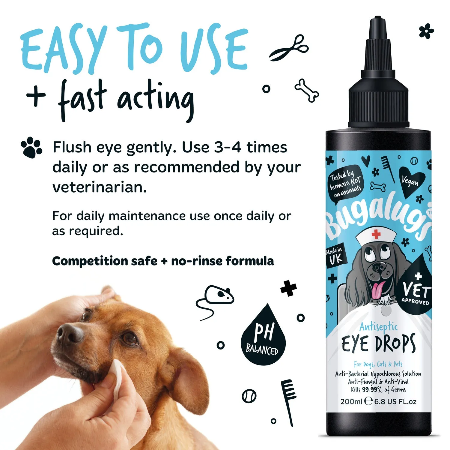 Antiseptic Eye Drops for Dogs, Cats & Pets