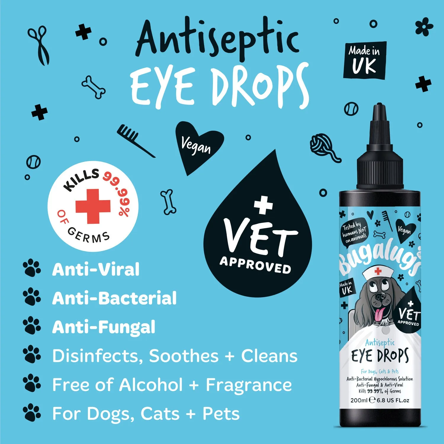 Antiseptic Eye Drops for Dogs, Cats & Pets