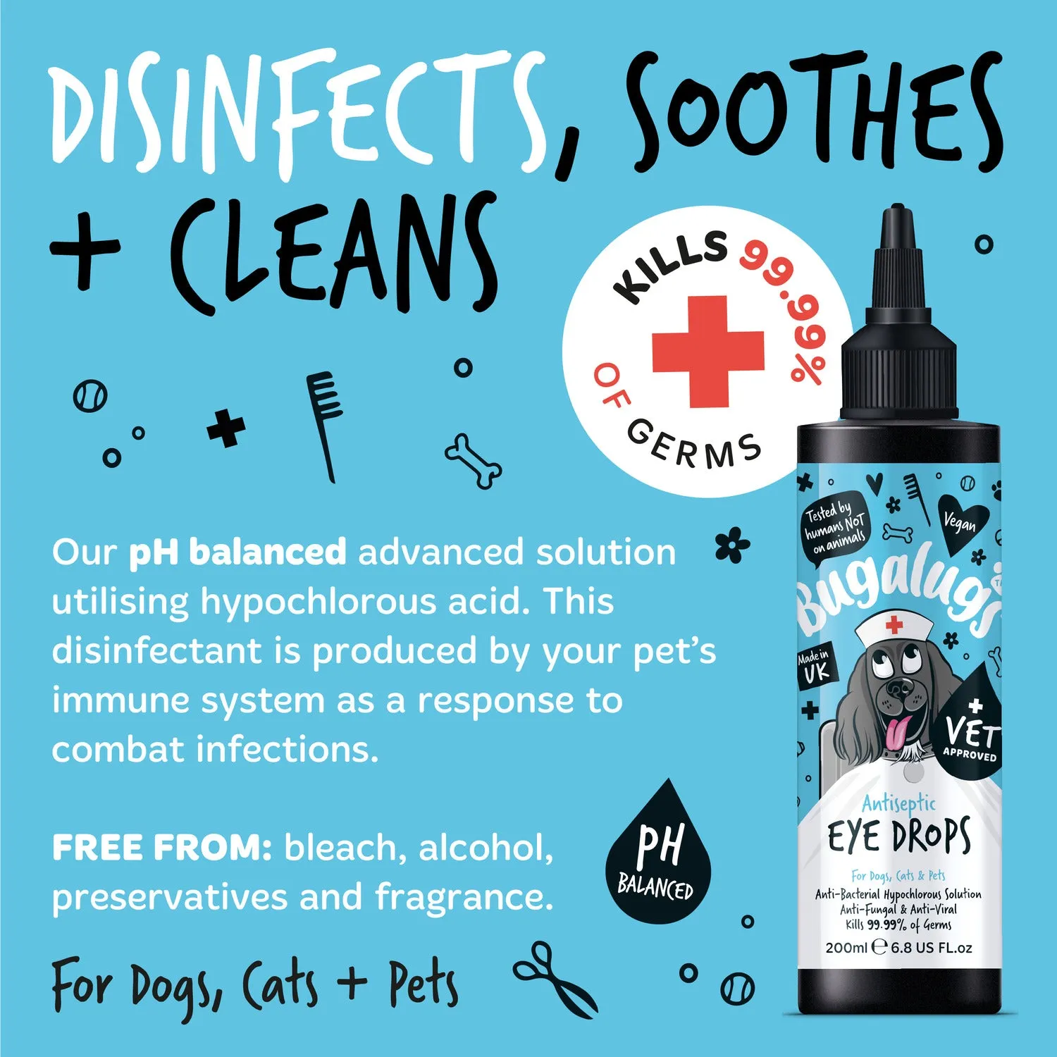Antiseptic Eye Drops for Dogs, Cats & Pets