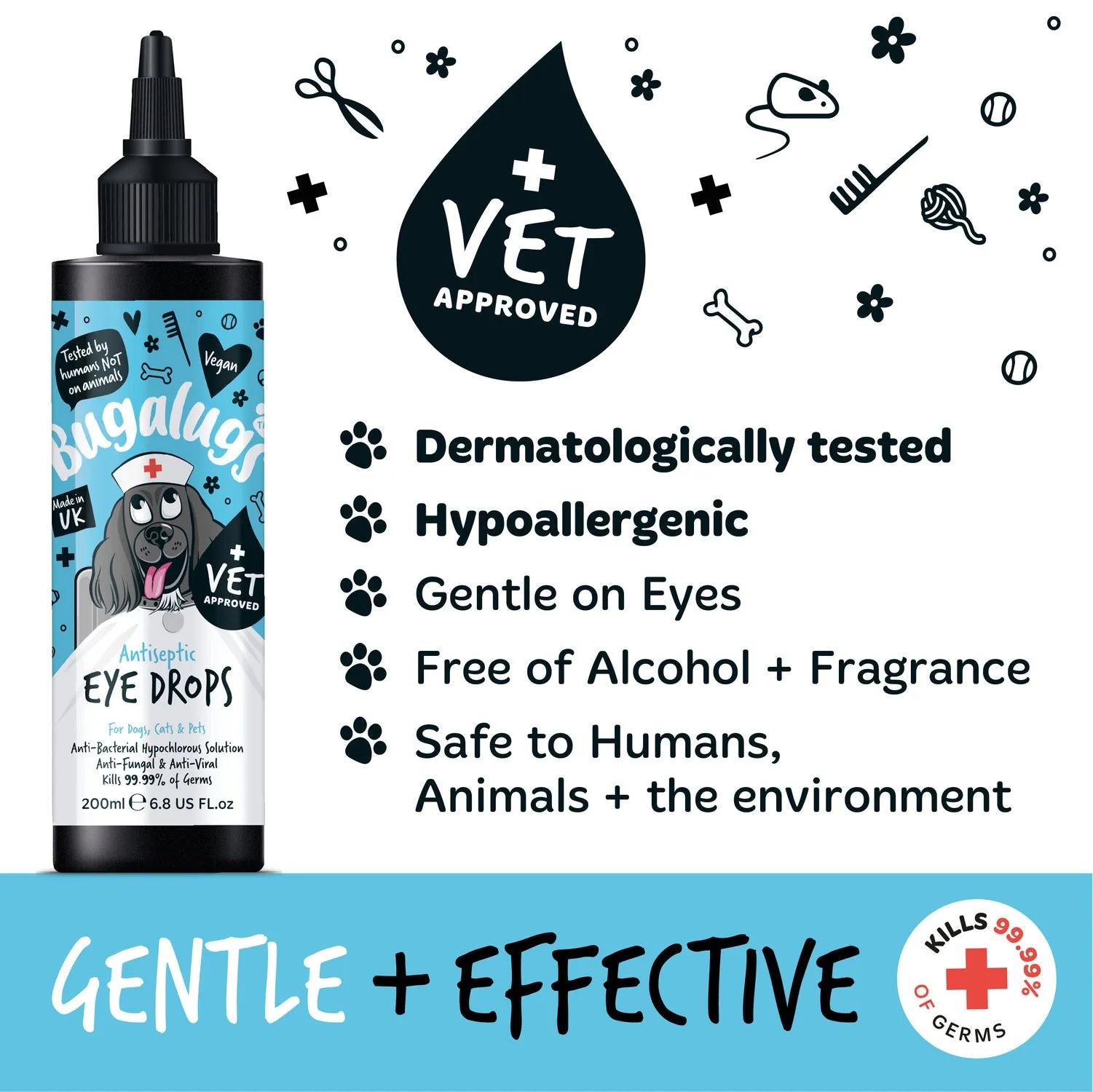 Antiseptic Eye Drops for Dogs, Cats & Pets