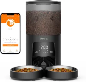 Automatic Cat Feeder 2 Cats - 5G WiFi Pet Feeder with APP Control, 6L Dry Food Dog Feeder with Low Food & Blockage Alarms, 1-10 Meals Per Day