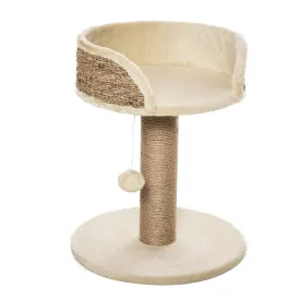 Basics Cat Tree Tower With Bed and Scratching Post,Cat Scratching Post Activity Center Kitten House with Dangling Ball Perch Beige