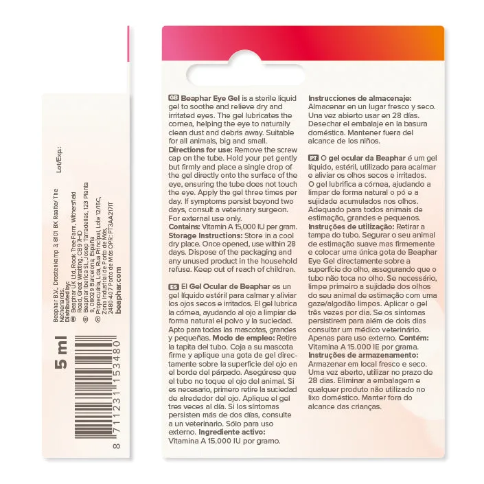 Beaphar | Dog, Cat & Small Pet Eye Gel | Relieve Irritation | Drops - 5g