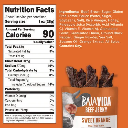 Beef Jerky Sweet Orange Snack Pack, Sweet Orange, 1 Oz Packet, 12/carton