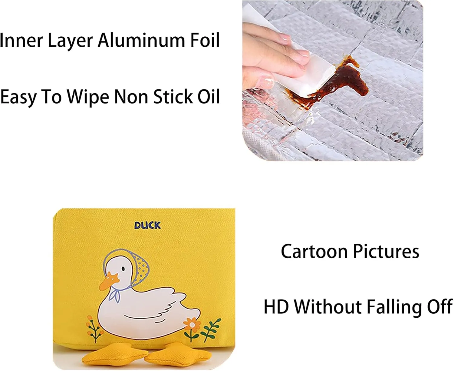 Black Cute Cartoon Duck Lunch Bags For Kids Reusable Insulated Lunch Box Female White Collar Nurse Student Office Worker Lunch Tote Bag