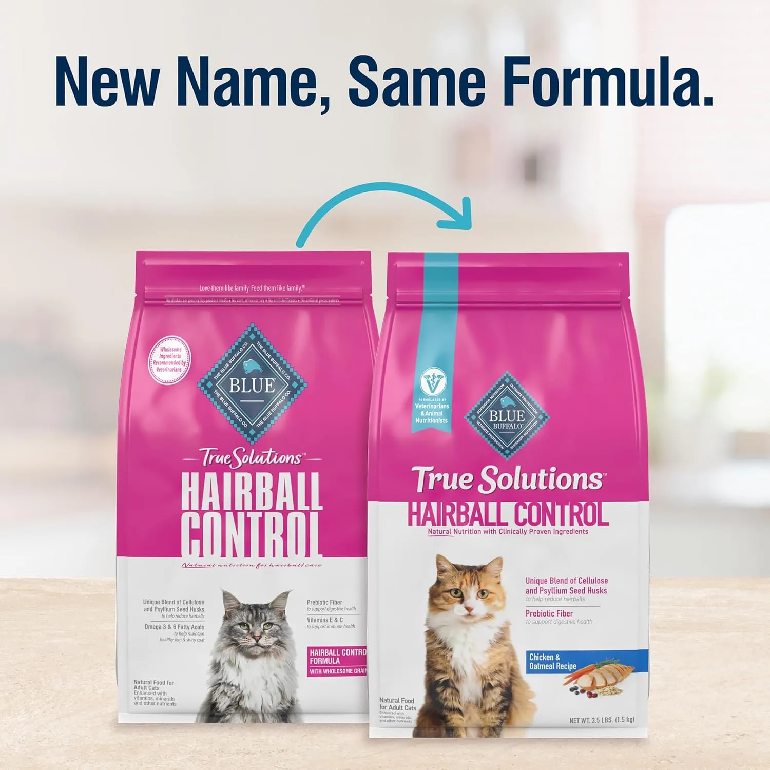 Blue Buffalo True Solutions Hairball Control Natural Dry Cat Food for Adult Cats, Chicken, 3.5-lb. Bag
