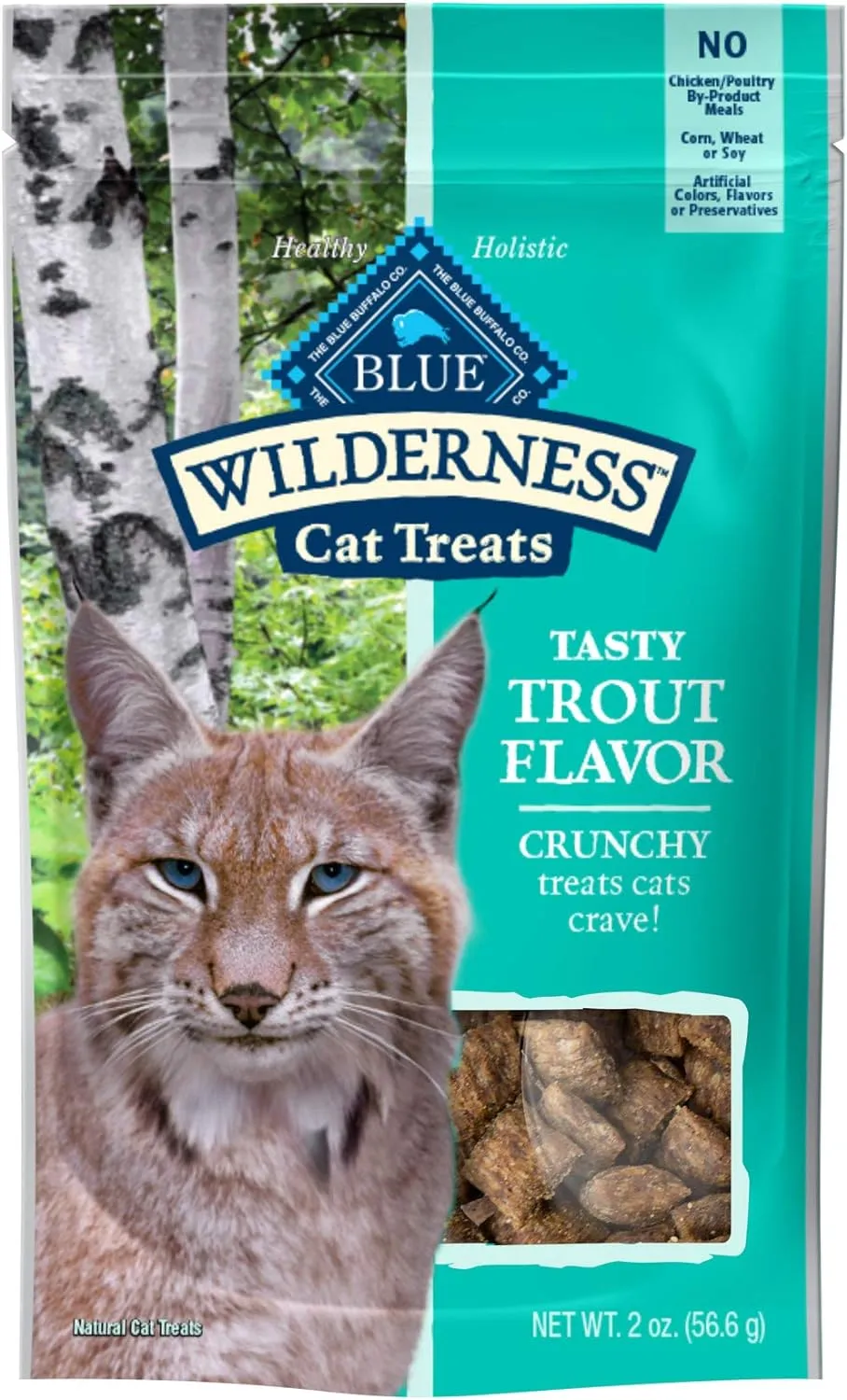 Blue Buffalo Wilderness High Protein Crunchy Cat Treats, Made With Natural Ingredients, Tasty Trout, 2-oz Bag (Pack of 12)