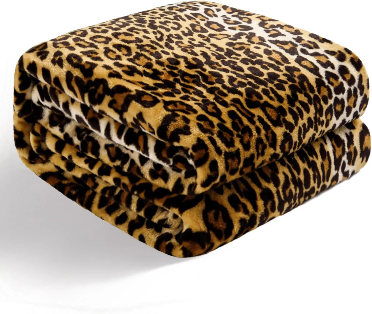 Bnuitland Leopard Print Fleece Flannel Throw (50x40inch) with Storage Pouch, 300 GSM Double Sided Lightweight for Bed Sofa Travel, Super Soft Fuzzy Fluffy Cheetah Print Blanket for Babys/Kids/Pets