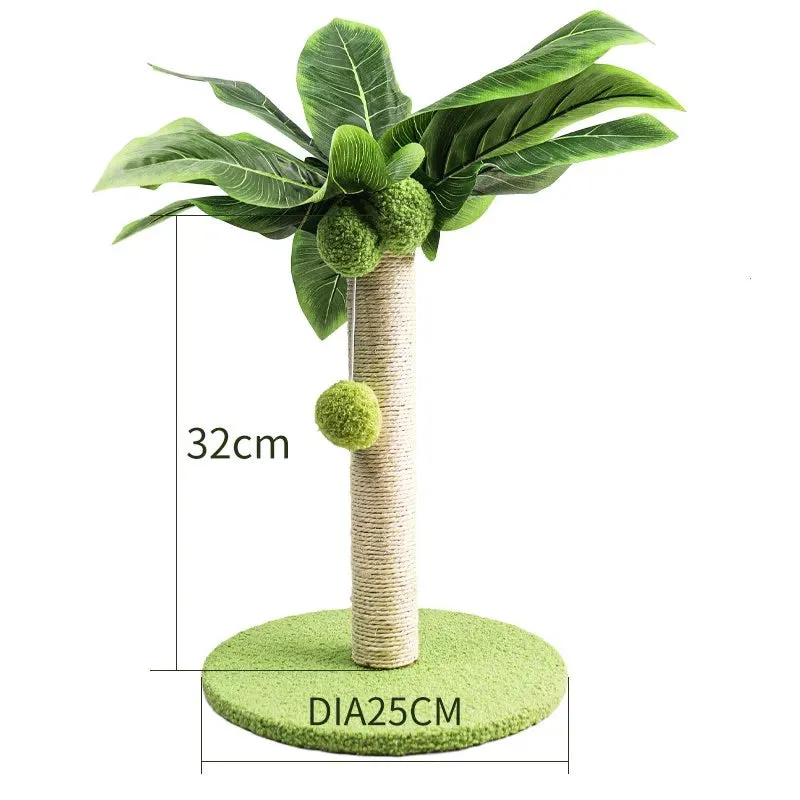 Cat Scratching Post with Green Leaves