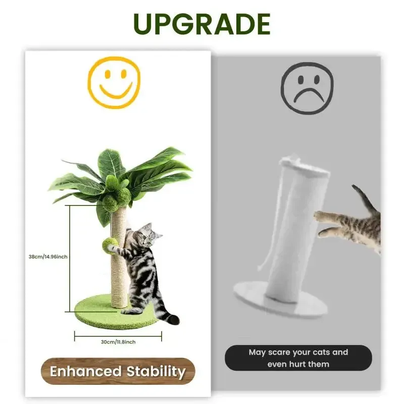 Cat Scratching Post with Green Leaves