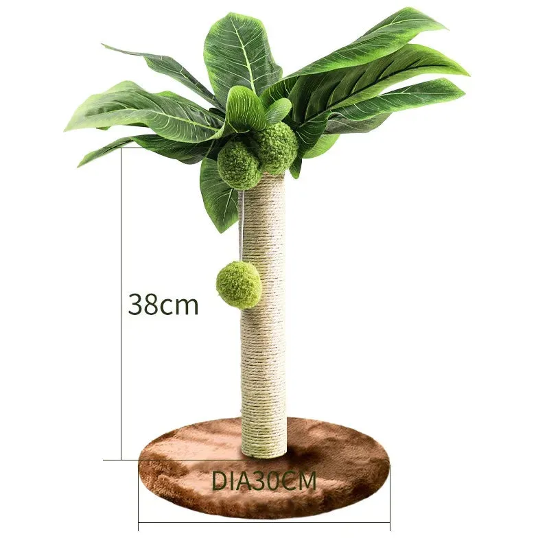 Cat Scratching Post with Green Leaves