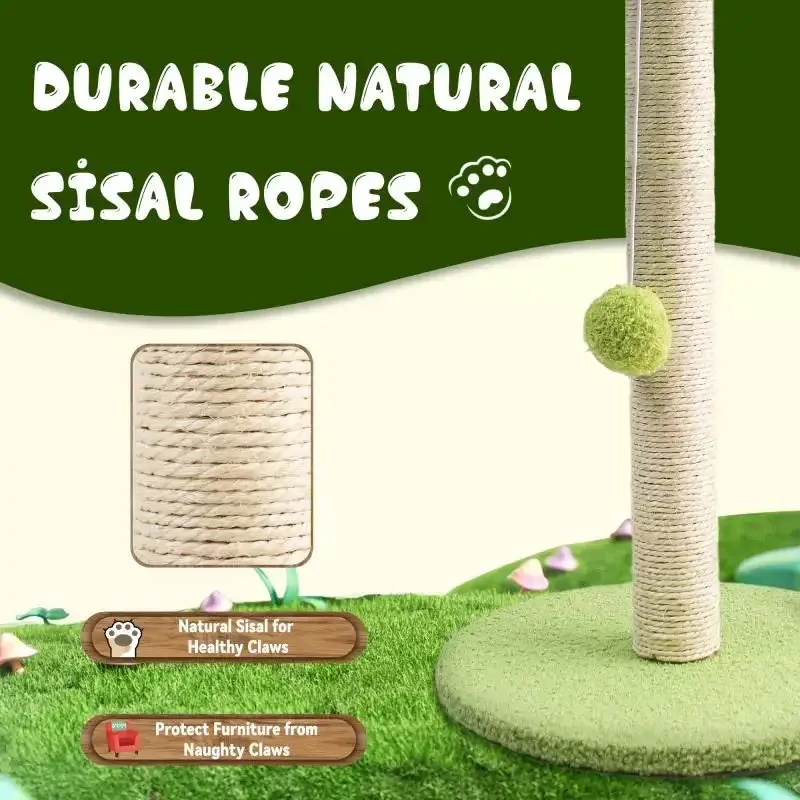 Cat Scratching Post with Green Leaves
