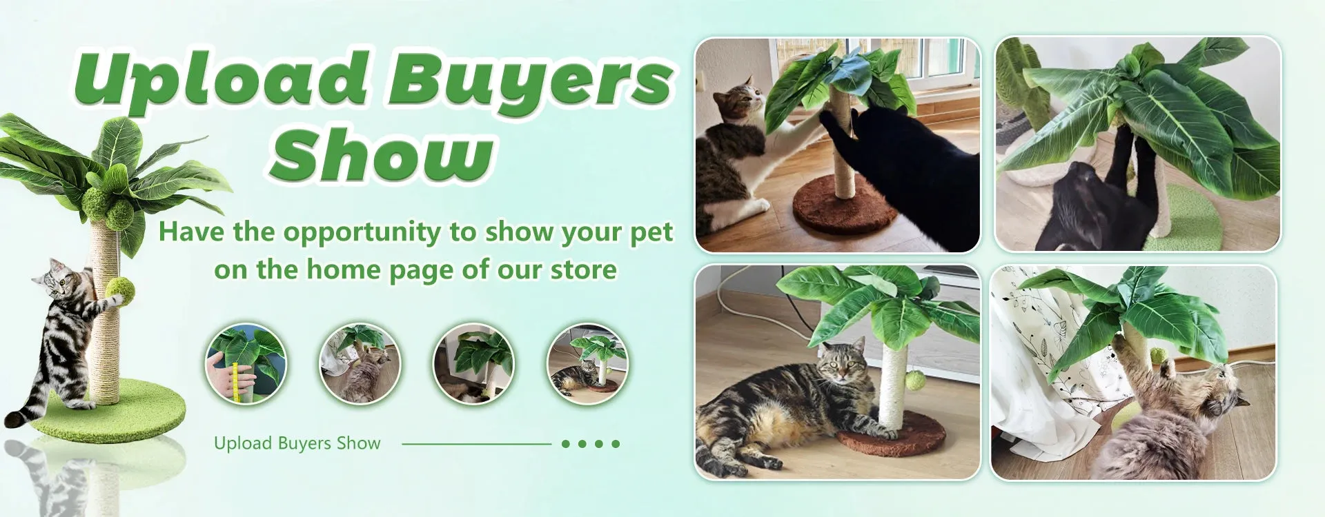Cat Scratching Post with Green Leaves