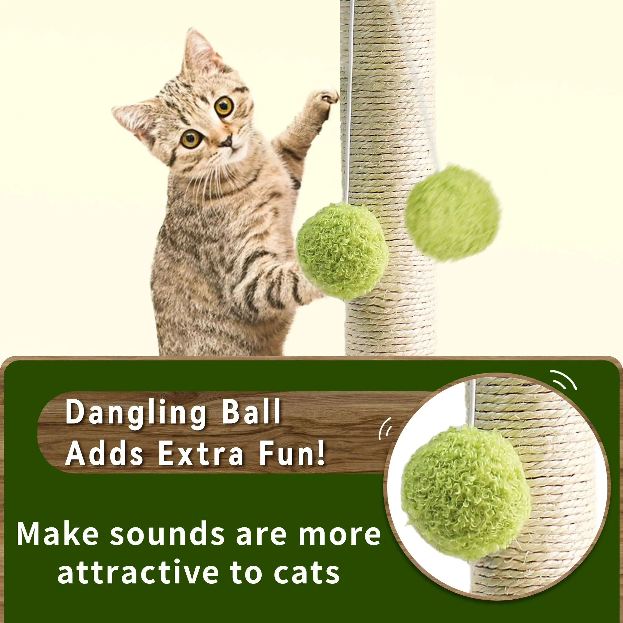 Cat Scratching Post with Green Leaves