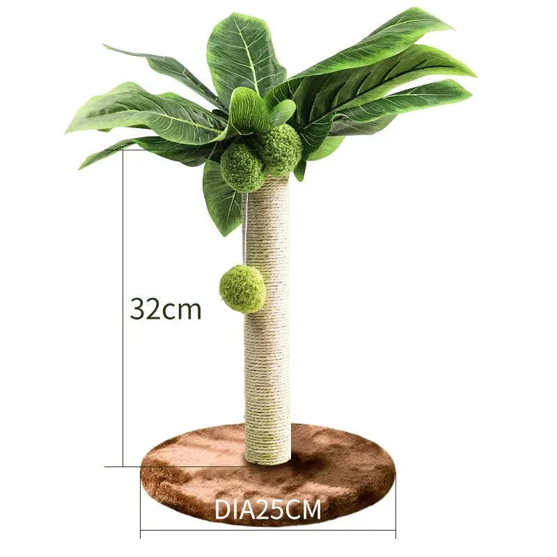 Cat Scratching Post with Green Leaves
