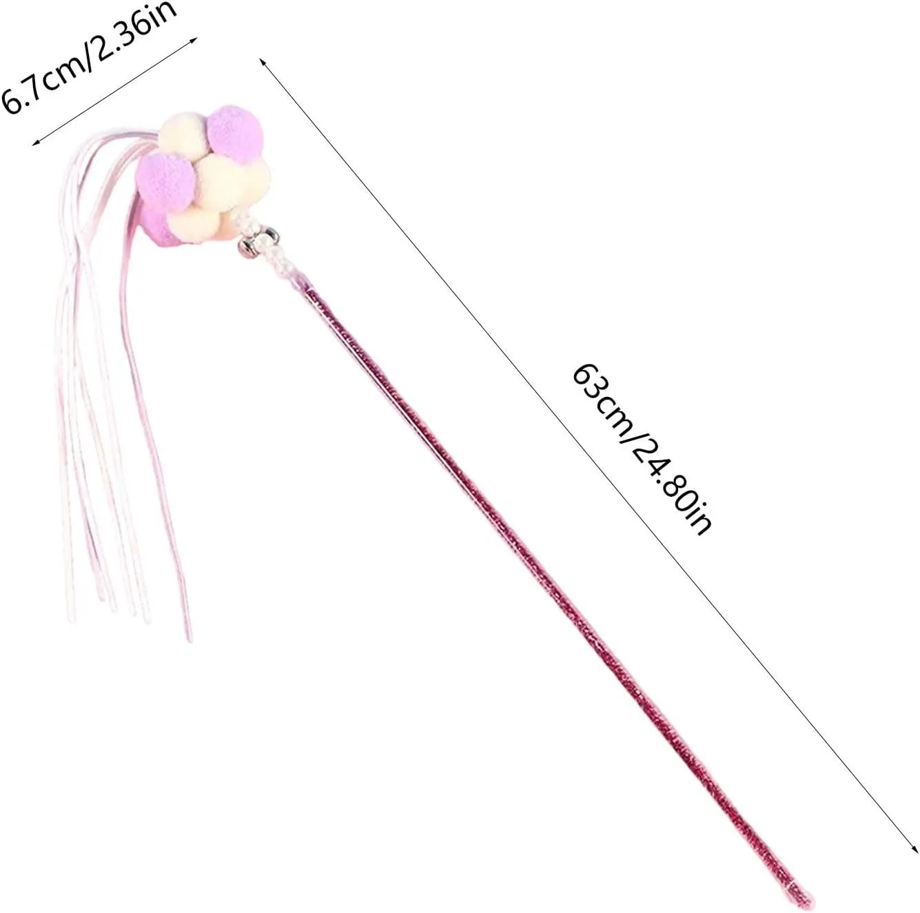 Cat Teasing Wand | Decorative Cat Teasing Toy | Cat Interactive Stick | Rainbow Play Wand Stick Funny Pet Interactive Toys, Cat Teaser Ribbons Rod for Cats Indoor and Outdoor Activity, Purple