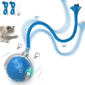 Cat Toys Ball for Indoor Cats - Interactive Automatic Cat Ball Toy | Fast Rolling & Motion Activated Chirping | Hide and Seek Mouse Catching Game | Stimulates Hunting Instincts (Blue)