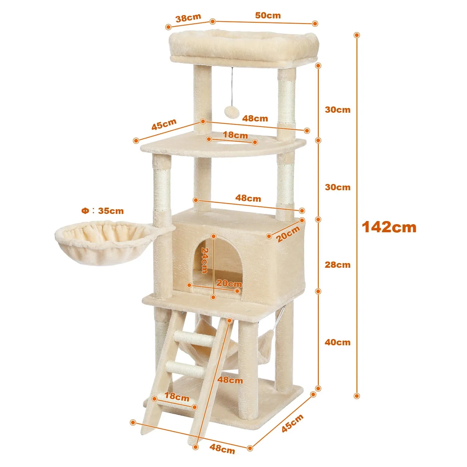 Cat Trees Wood Sturdy with Scratching Posts
