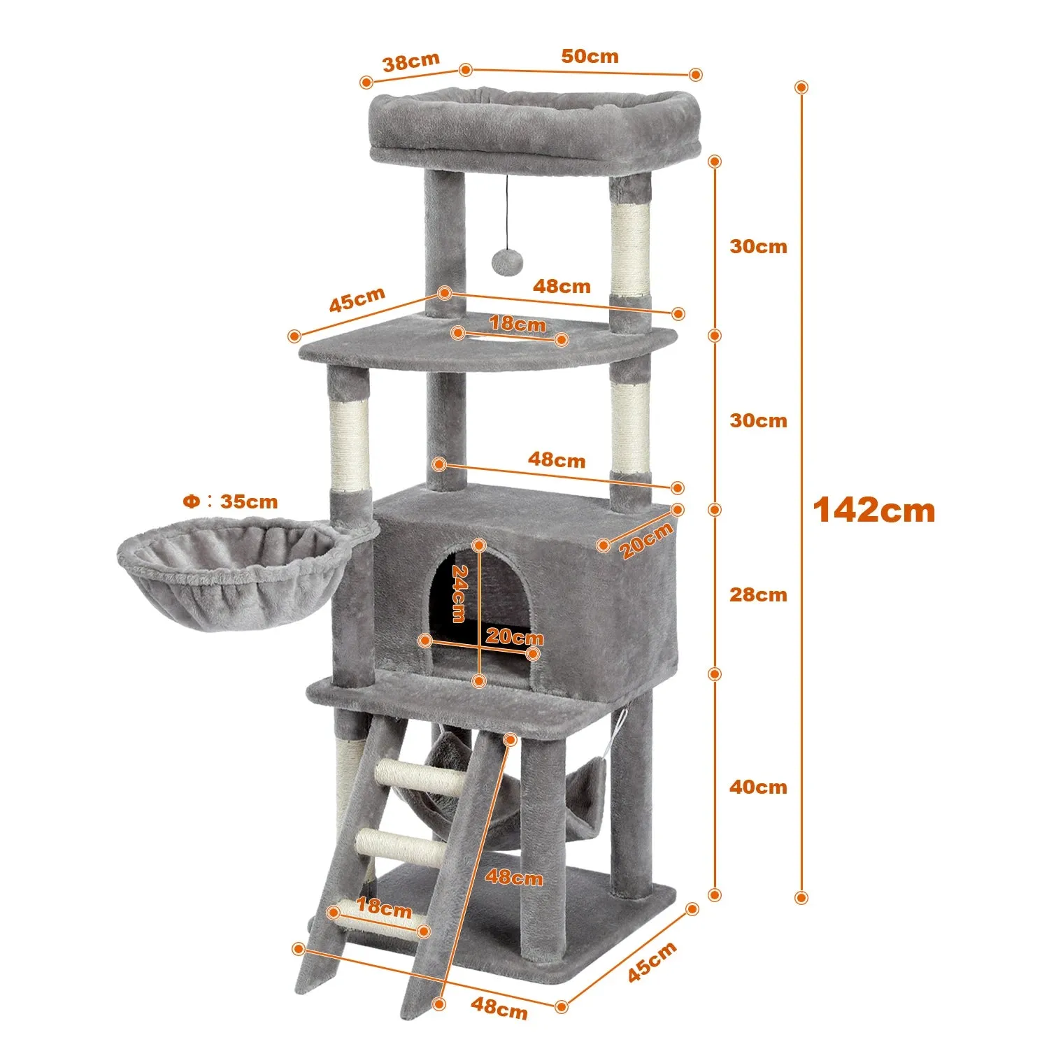 Cat Trees Wood Sturdy with Scratching Posts