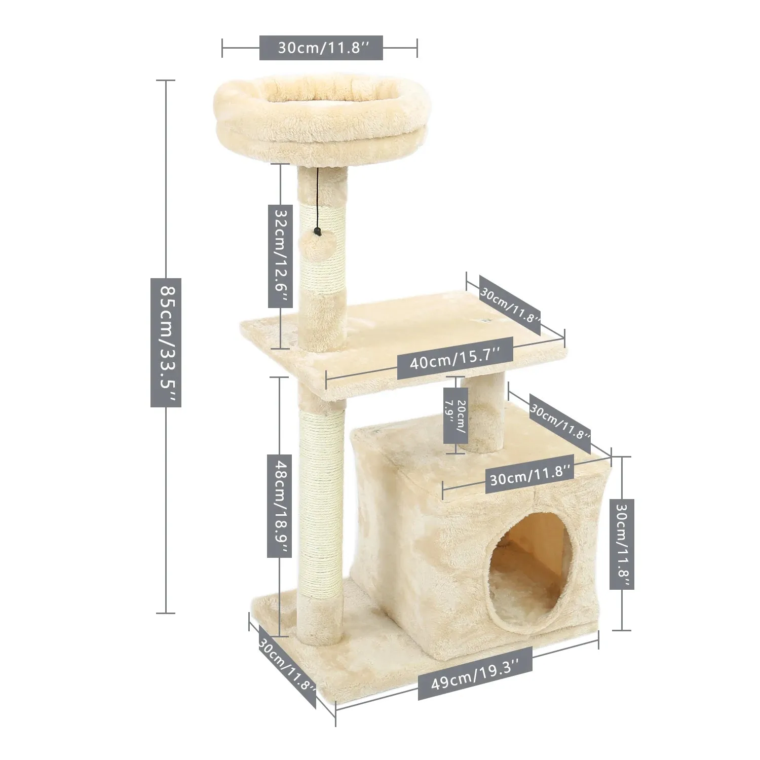 Cat Trees Wood Sturdy with Scratching Posts