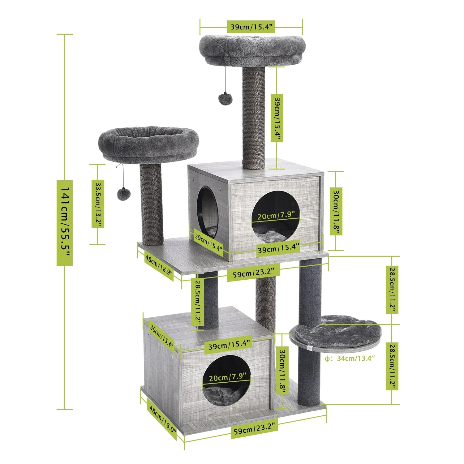 Cat Trees Wood Sturdy with Scratching Posts