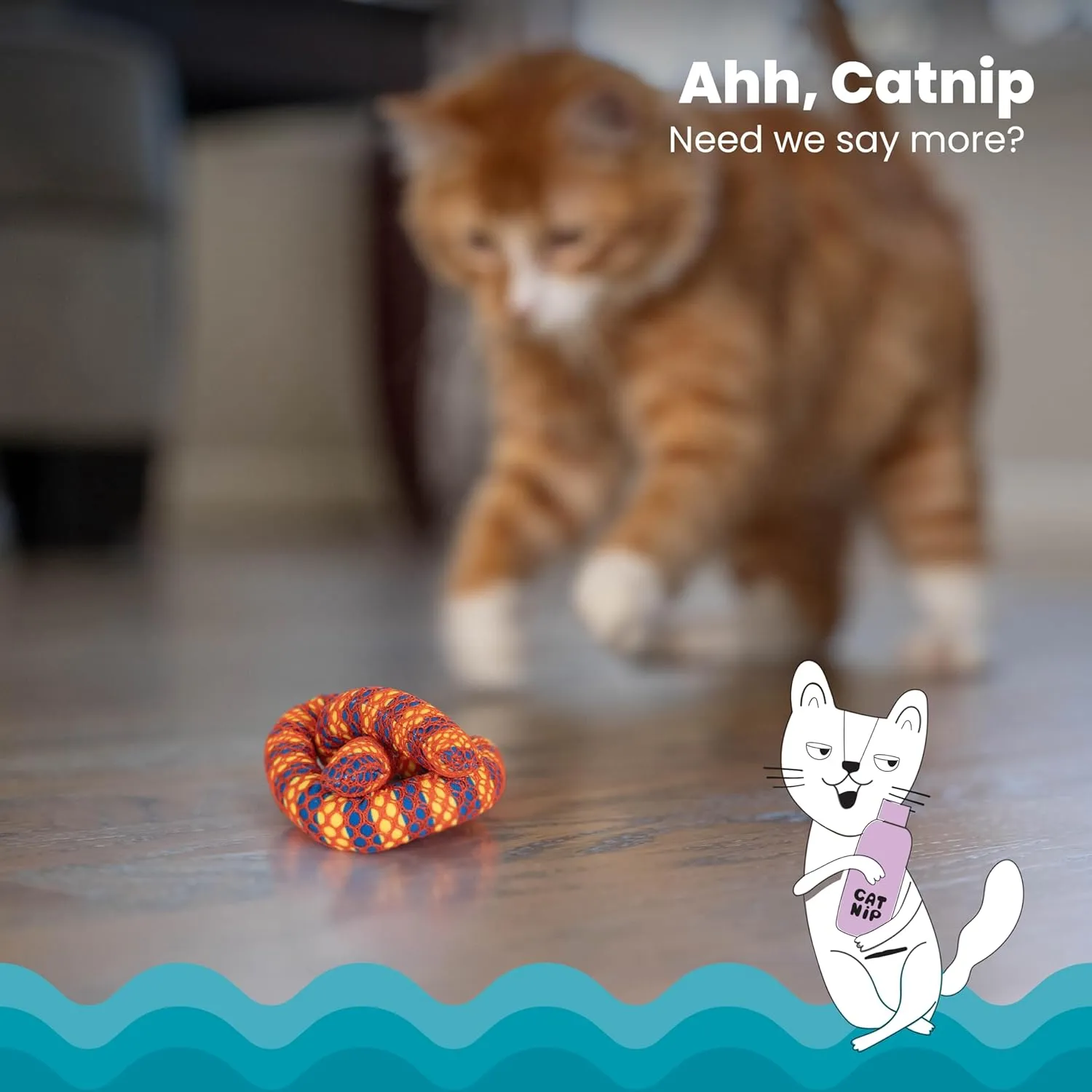 Catstages Plaque Away Pretzel Cat Toy  Interactive Catnip Dental Chew Toy to Help Clean Teeth, Fun for Play and Chewing, Orange