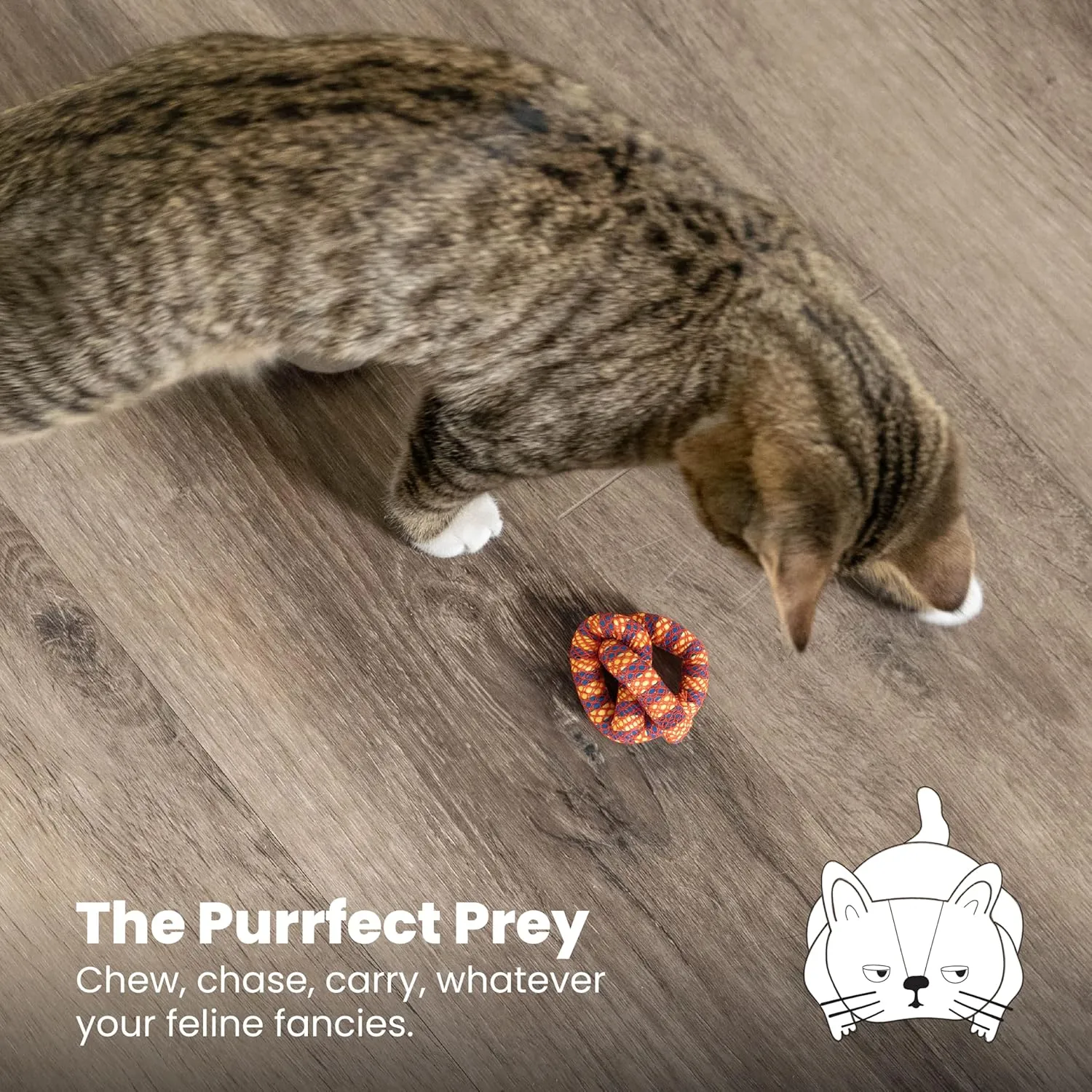 Catstages Plaque Away Pretzel Cat Toy  Interactive Catnip Dental Chew Toy to Help Clean Teeth, Fun for Play and Chewing, Orange