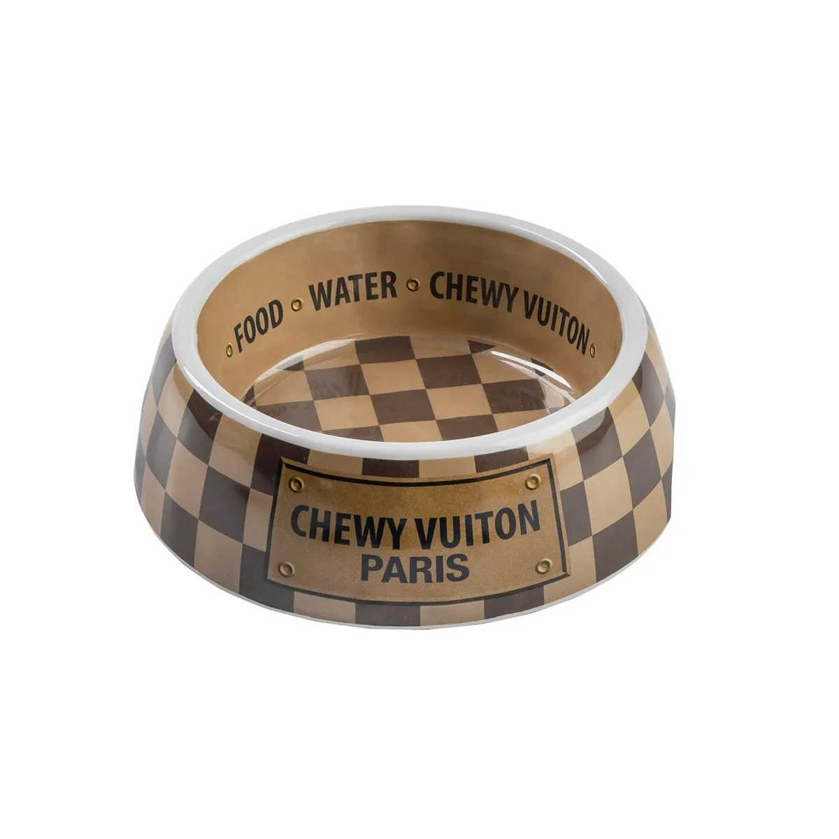 Chewy Vuiton Checker Dog Bowl Set Of Two