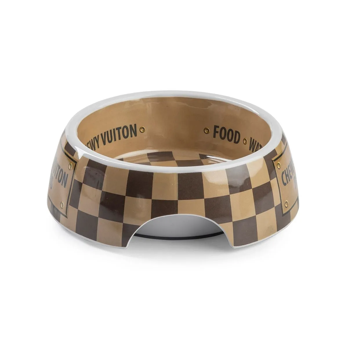 Chewy Vuiton Checker Dog Bowl Set Of Two