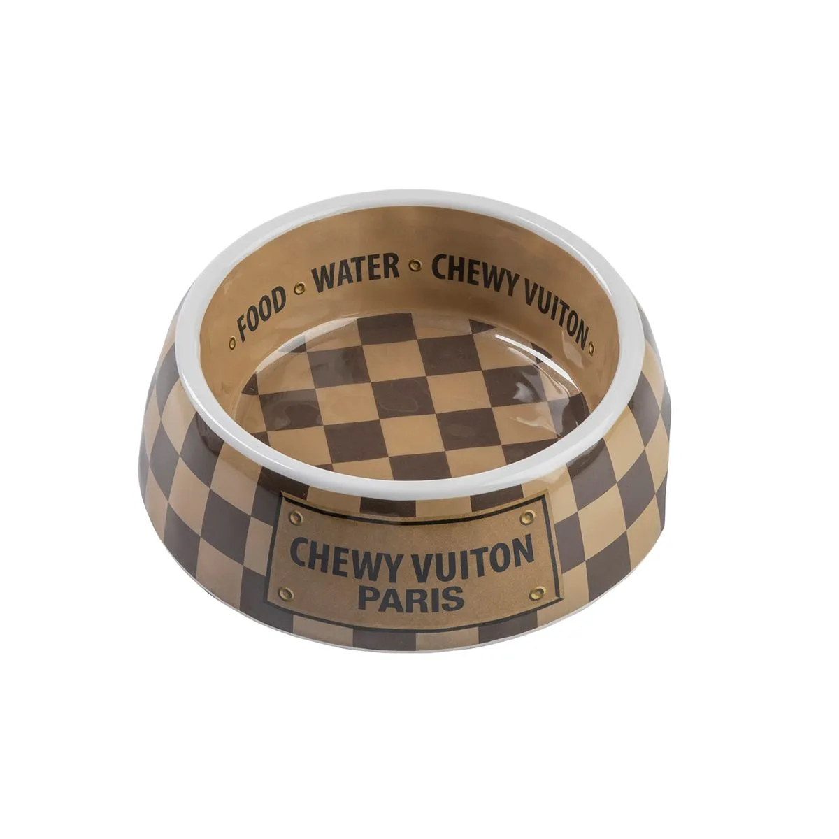 Chewy Vuiton Checker Dog Bowl Set Of Two
