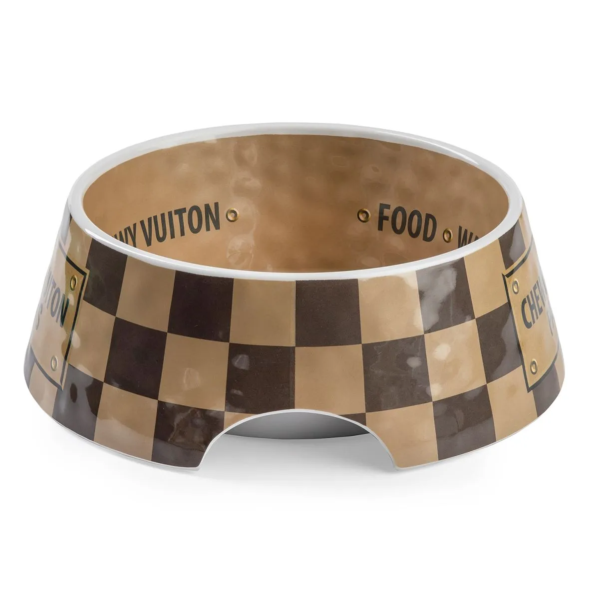 Chewy Vuiton Checker Dog Bowl Set Of Two