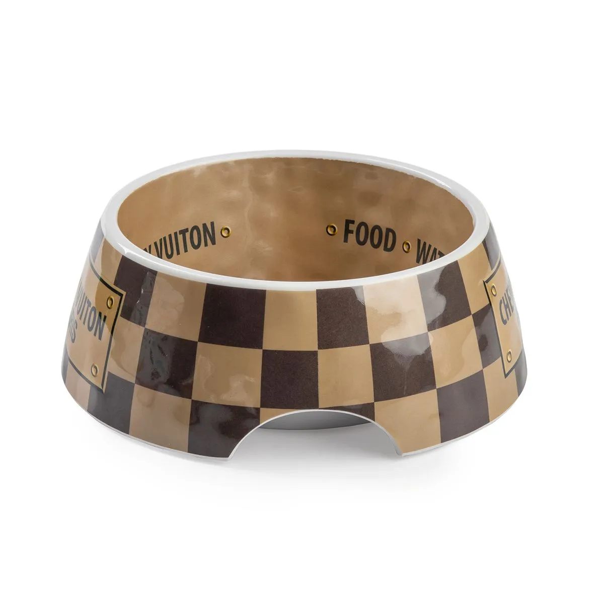 Chewy Vuiton Checker Dog Bowl Set Of Two