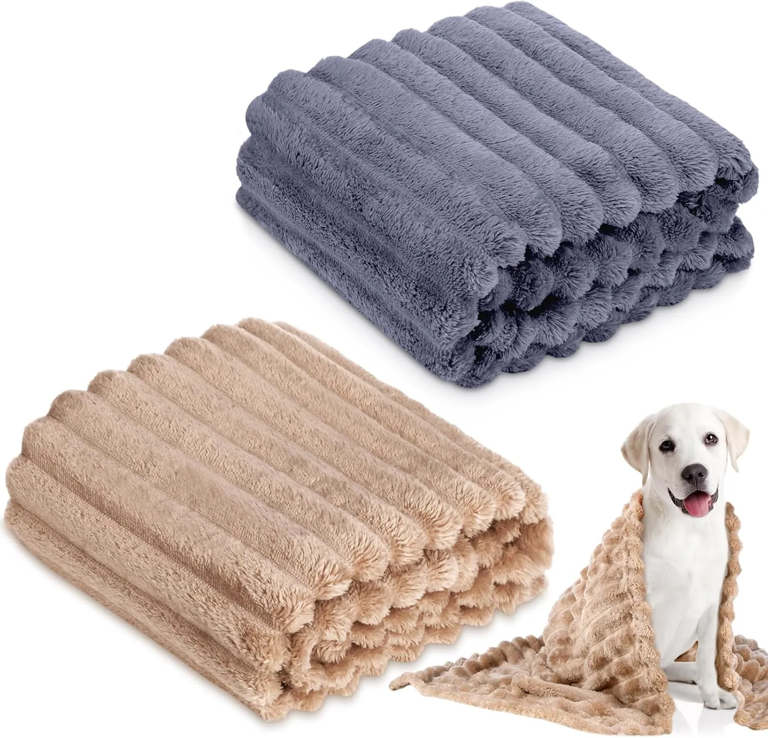 Chumia 2 Pack Flannel Blankets for Pets, Plush Washable Cats Blankets for Couch Protection 28 x 40 Fleece Pet Throw Indoor Cat Kitten for Small Dogs(Khaki and Silver Gray)