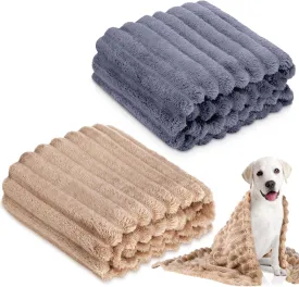Chumia 2 Pack Flannel Blankets for Pets, Plush Washable Cats Blankets for Couch Protection 28 x 40 Fleece Pet Throw Indoor Cat Kitten for Small Dogs(Khaki and Silver Gray)