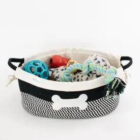 Dog Toy Basket w/ Washable Liner (17"x13"x7") - Cotton Rope Dog Toy Storage Bin w/ Handles - Stylish Dog Basket for Toys w/Accessible Side - Dog Toy Box for Dogs -Toy Bin for Dogs - Dog toys