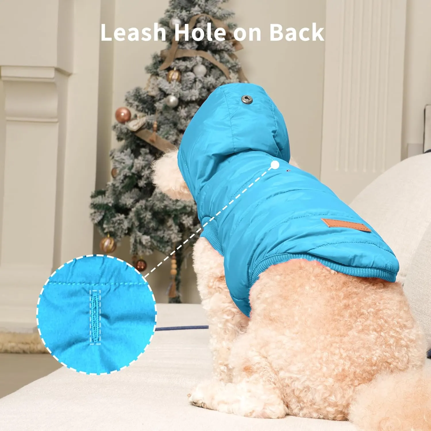 Fleece Lining Extra Warm Dog Hoodie in Winter for Small Dogs Jacket Puppy Coats with Hooded,Light Blue M