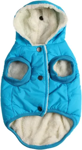 Fleece Lining Extra Warm Dog Hoodie in Winter for Small Dogs Jacket Puppy Coats with Hooded,Light Blue M