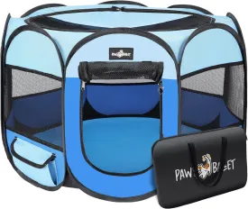 Foldable Pet Cat Playpen, Portable Pet Dog Playp en for Small Dog Cat, Puppy Kitten Pen with Free Carrying Case & Waterproof Pad, Pop up Pet Playpen for Indoor Outdoor Use