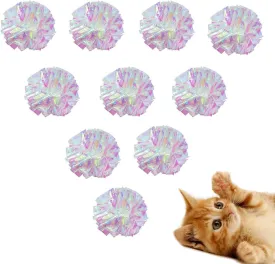 Framendino, 20 Pack Dye Free Cat Crinkle Balls, 2 Inches Mylar Shiny Balls Chew and Chase Lightweight for Indoor Cats to Keep Fit Active