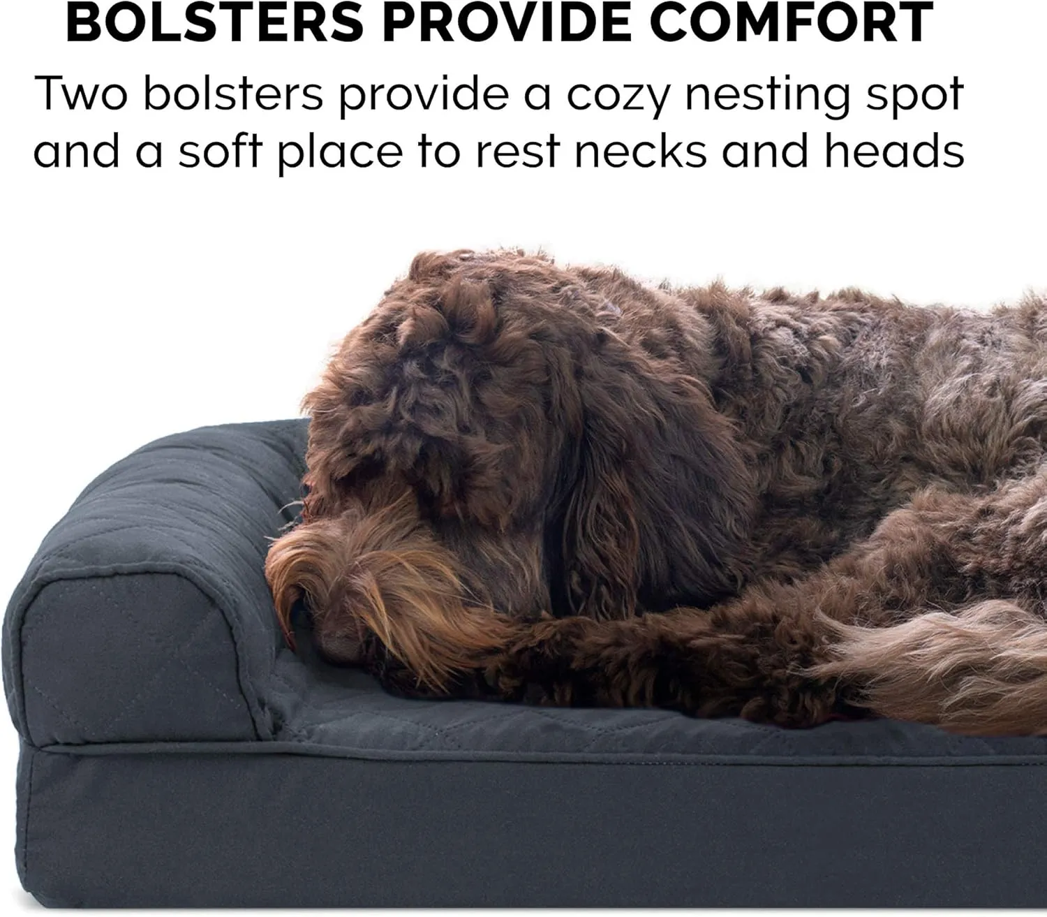 Furhaven Orthopedic Dog Bed for Medium/Small Dogs w/ Removable Bolsters & Washable Cover, For Dogs Up to 35 lbs - Quilted Sofa - Iron Gray, Medium