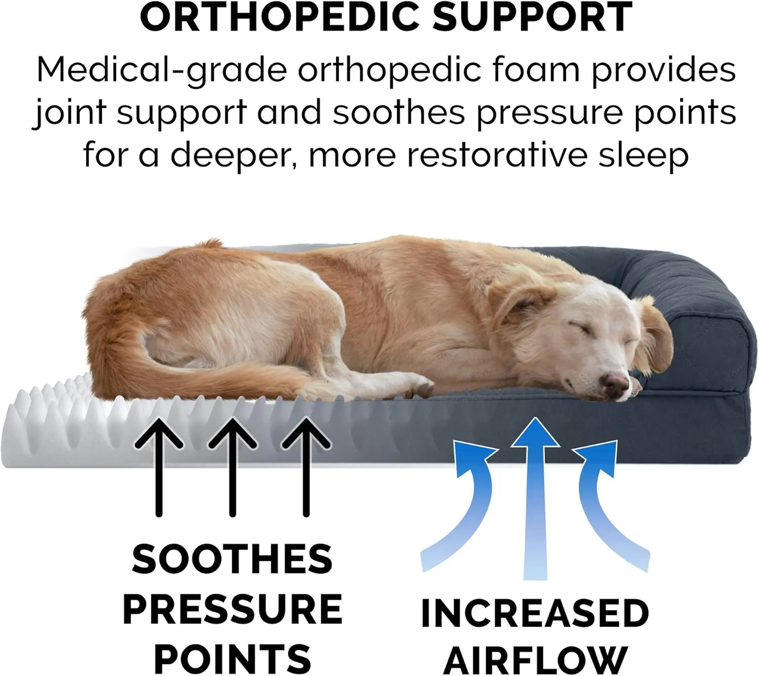 Furhaven Orthopedic Dog Bed for Medium/Small Dogs w/ Removable Bolsters & Washable Cover, For Dogs Up to 35 lbs - Quilted Sofa - Iron Gray, Medium