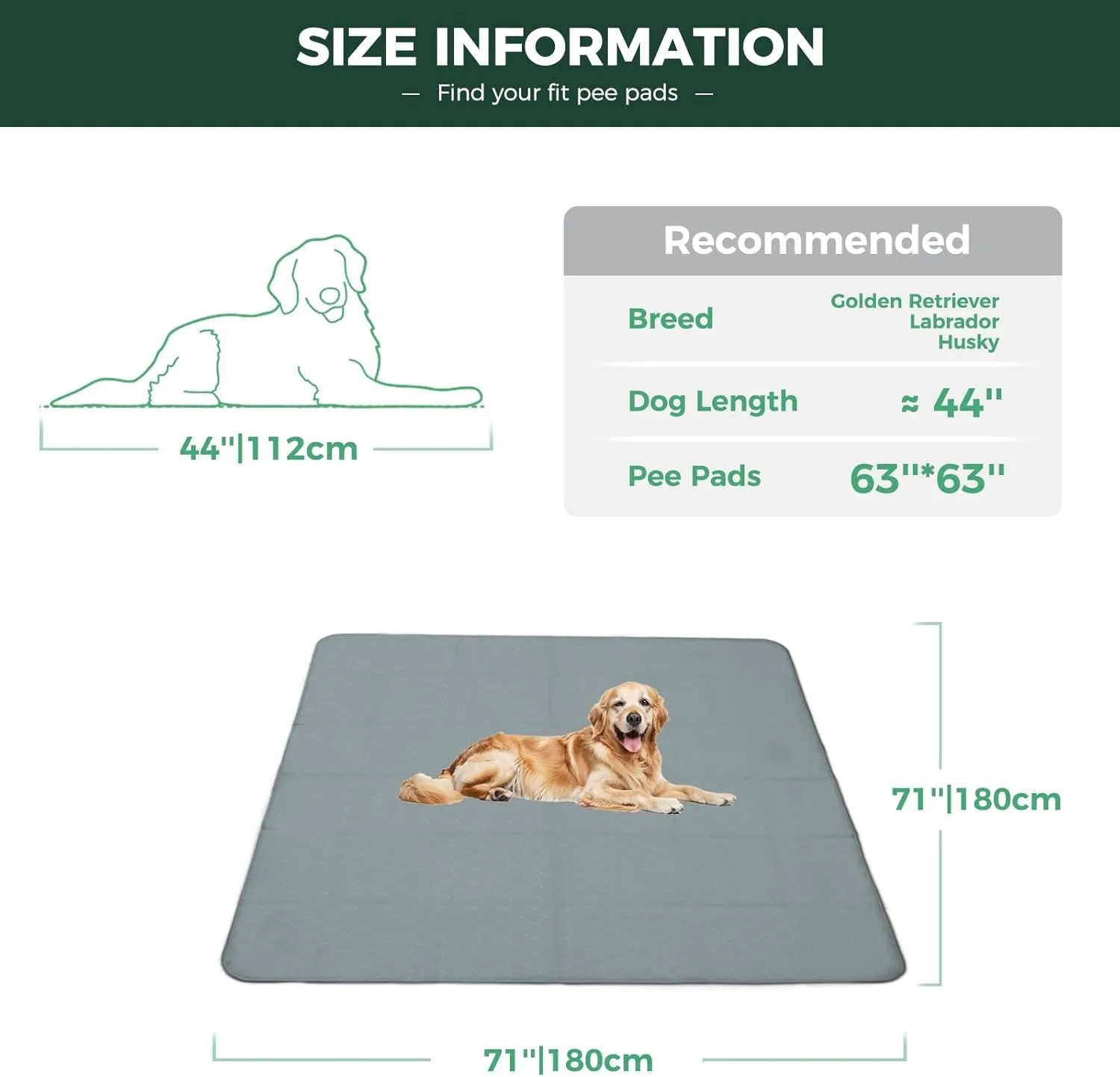 FXW Washable Pee Pads for Dogs, Reusable Puppy Training Pads with Super Absorbent, Made for FXW Rollick/Homeplus 32inch 8 Panels Dog Playpen, Square, 71'' x 71'', 1 Pack, Grey (Playpen not Included)